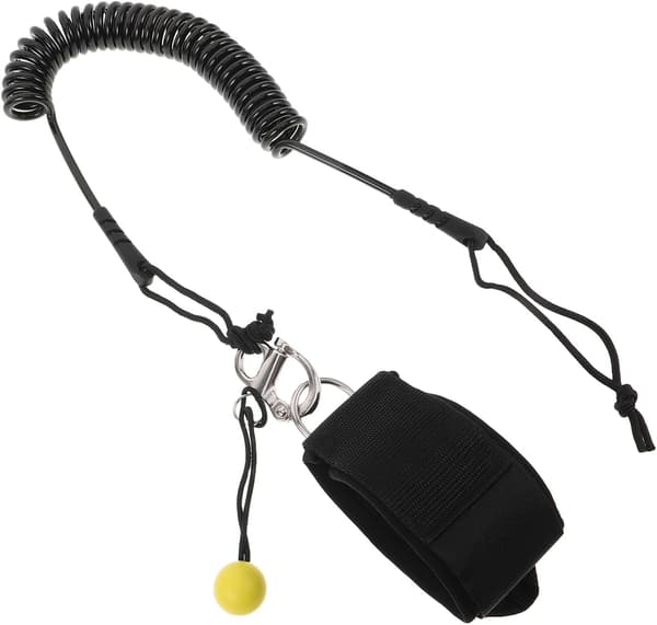 9ft SUP Leash Svart Coiled Surfbrett Sikkerhetstau med Elastisk Ankelstropp