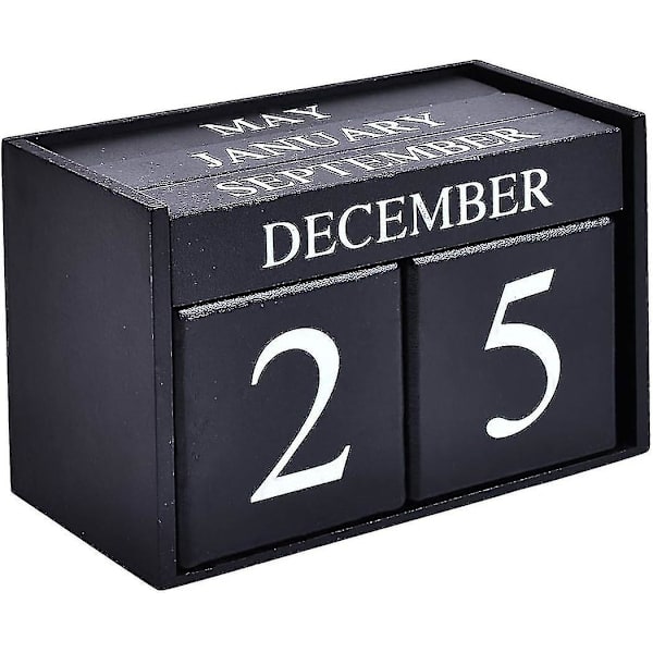 Träkalender med block - Evig blockkalender med månads- och datumsvisning för hemmet eller kontoret