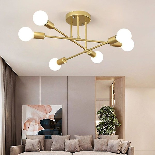 6-valaisimen 70 cm Sputnik-tyylinen riippuvalaisin metallista