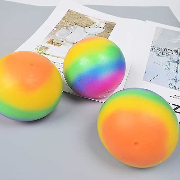 3 st 7 cm Stressbollar Regnbåge Avlastning Skumkläm Leksaker