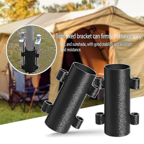 2 stk. Campingteltstangsholder, jernforstærket vindsikkert forteltstangestativ, bærbar teltfast rør