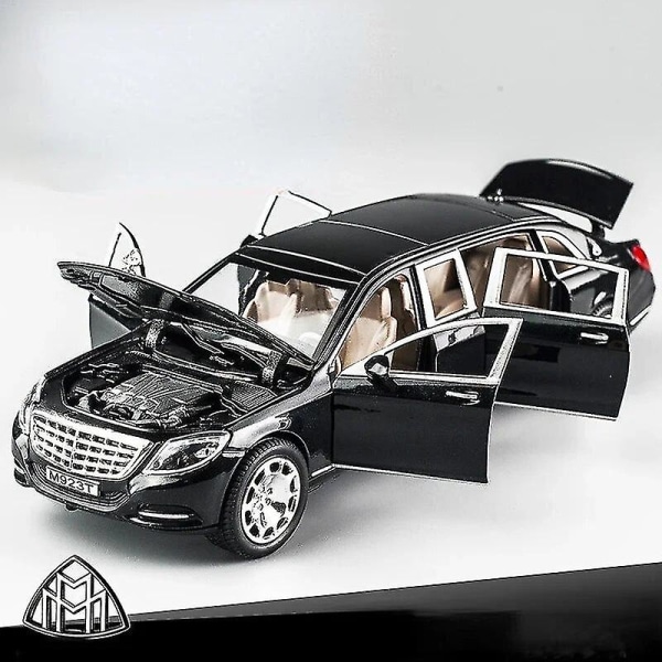 1/24 Maybach S600 Leksaksbil i Metall, Hög Simulation, Gjutna Metallleksaker, Modeller, Fordon för Pojkar, Barnkollektion, Presentbilar Black