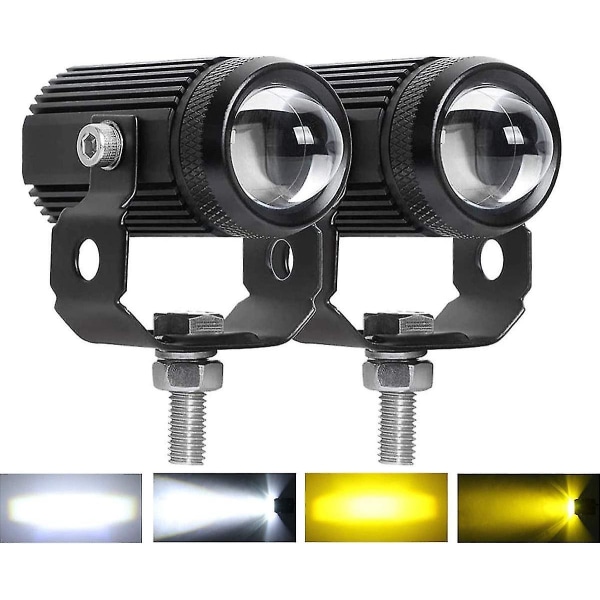 1 Pair Motorcycle Led Auxiliary Lights Flood White Yellow Fog Lights Headlights For Motorbike E-bicycle