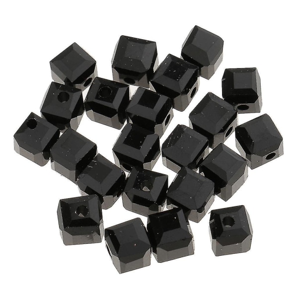 50 st 6 mm glaskristall fyrkantiga kubpärlor för att göra smycken svart