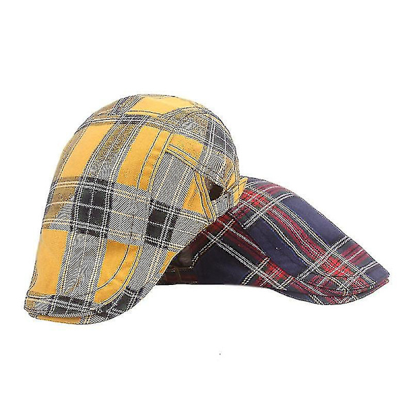 Beret Hat med Ternet Stof Advance Hats Kunstnerisk Ungdom Peaked Cap College Style Beret Mænds Og Kvinders Solhatte Red