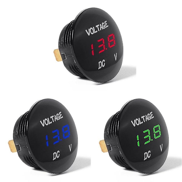 12-24V Bil LED Batterimonitor Digital Volt Termometer