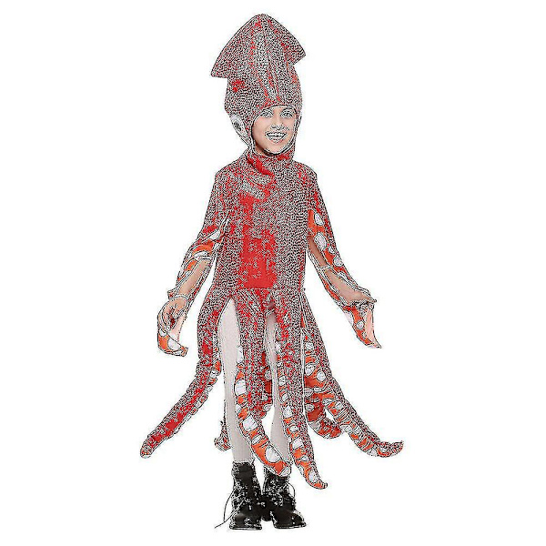 Blæksprutte Kostume Rød Svampe Jumpsuit Til Voksne Børn Havdyr Kostume XS
