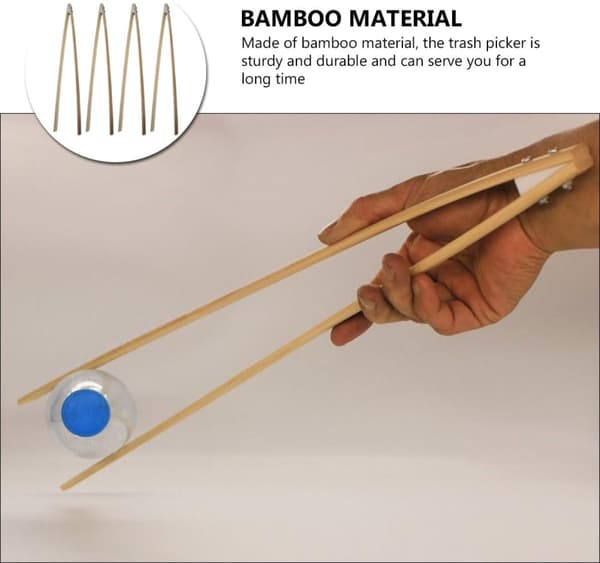 4 st bambu skräpplockare 45 cm lång sopsamlare med skruvdesign multifunktionsupplockningsverktyg