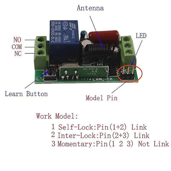 10a Fjernbetjeningsswitchmodul 433mhz Switch Led Lys Fan