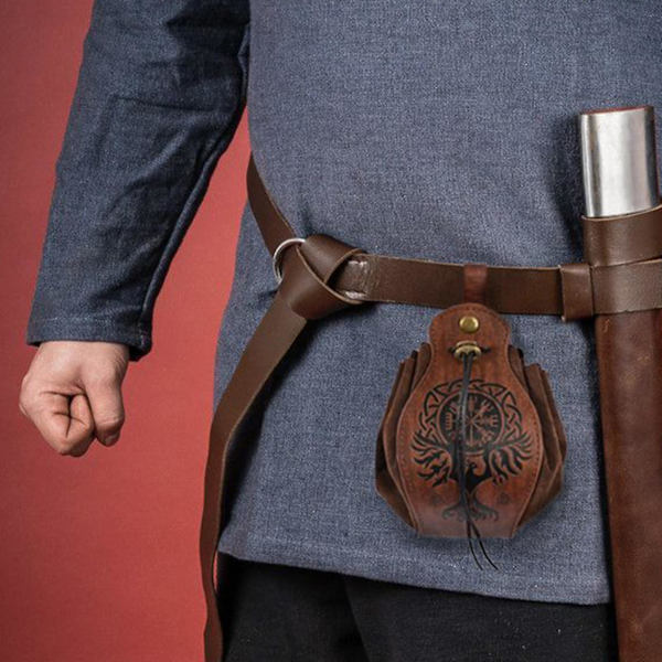 Mini-veske i middelalder-stil, retro-veske, lomme, menn og kvinner, LARP-kostymetilbehør Gray