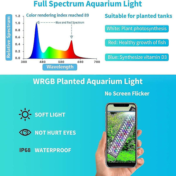 30 cm WRGB Akvarielys med Timer Vandtæt Fiskekum
