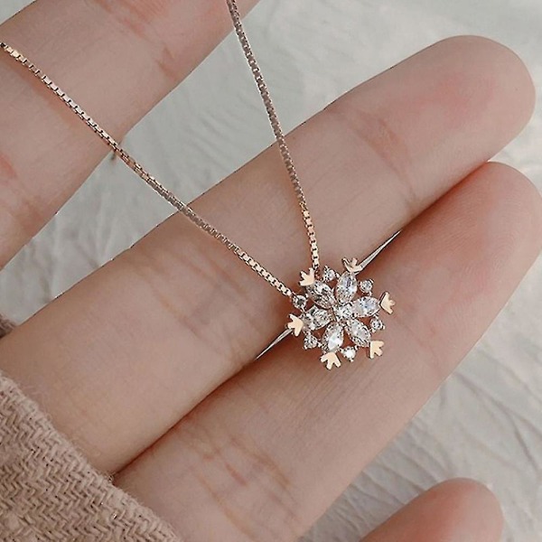 Womens Crystal Snowflake hänge halsband Cubic Zirconia smycken present