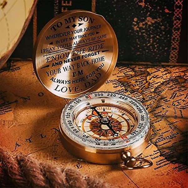 Kobberkompassgave til sønnen min Nyt turkompasset Jul Unik gave til sønn Vintage kompass
