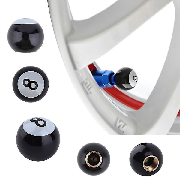 Däckventilkåpor med 8-boll för bil, lastbil, cykel och pool
