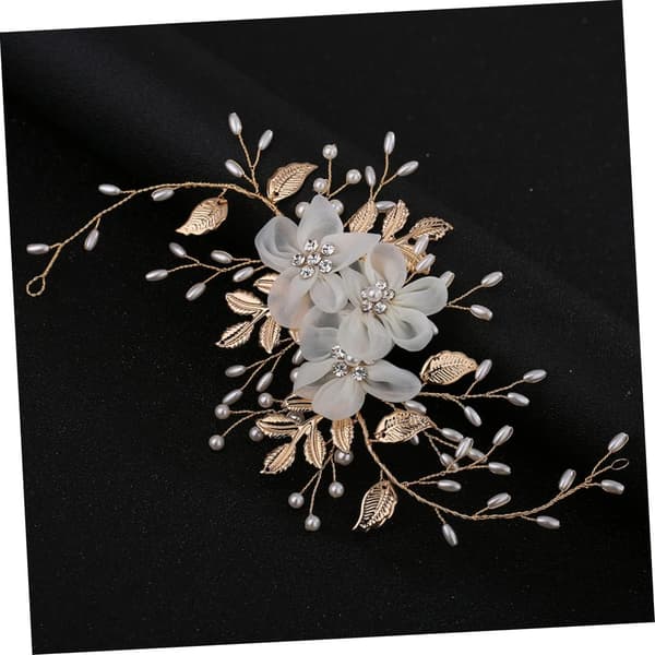 Brudehodeplagg Perle Rhinestone Klassisk Bryllupshårbånd for kvinner Stoffblomsthårbånd