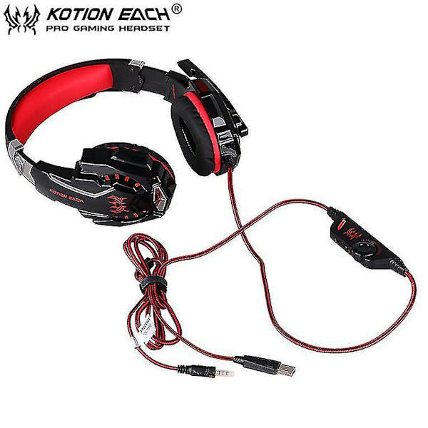EACH G9000 3.5mm Spelheadset Mikrofon USB LED