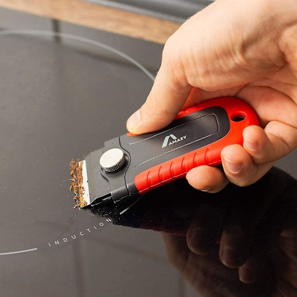 Glasskeramisk Koketoppskrape + 20 Blader - Allsidig - Kompakt Glasskrape - med Ergonomisk Håndtak