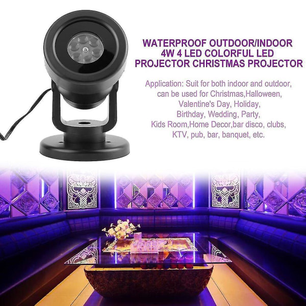 Utendørs/Innendørs 4W 4 LED-projektorlampe