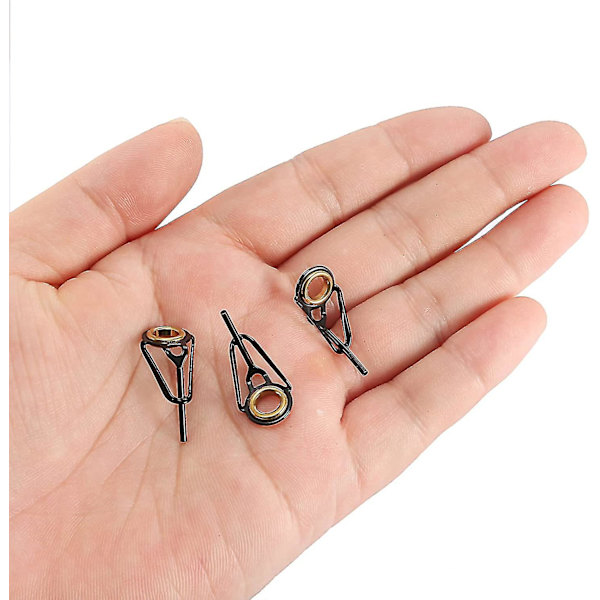 Reparationskit för fiskespötoppar - Rostfritt stål, ringguide för saltvatten/sötvattenfiske, svart, 3-pack