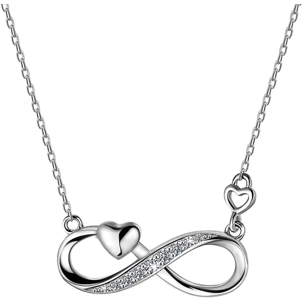Damekjede 925 Sterling Sølv Infinity Chain Glitrende Cubic Zirconia kjærlighetsgave