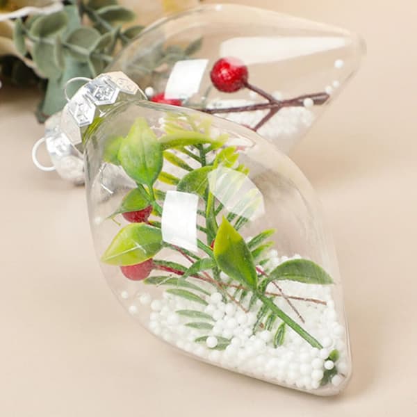 8 stk. DIY plastikbolde til juletræspynt, fyldbare julekugler og julefrokostpynt