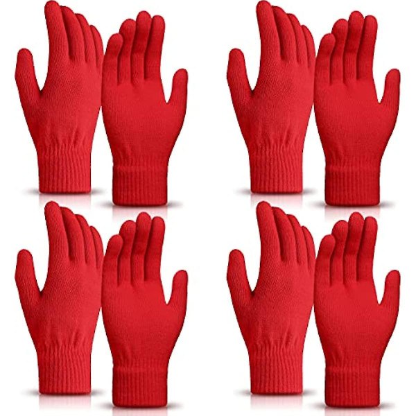 4 Par Magiske Vinterhansker Unisex Hansker Strikket Elastiske Votter Bulk Full Finger Varme Hansker For Menn Kvinner Sport