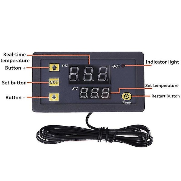 W3230 Ac110-220v Probe Line 20a Digitaalinen lämpötilansäätö LED-näytön termostaatti Heat/coolin-yuhaolla