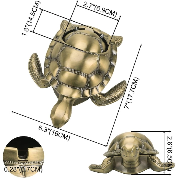 Smoe Sköldpadda Desktop Askkopp Metall Anti-fall Multifunktionell Praktisk Ancient