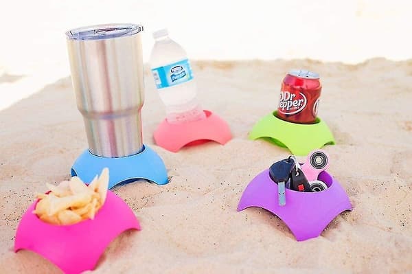 Strandferietilbehør Turtleback Sand Coaster Drikkkoppholder, Pakke med 4