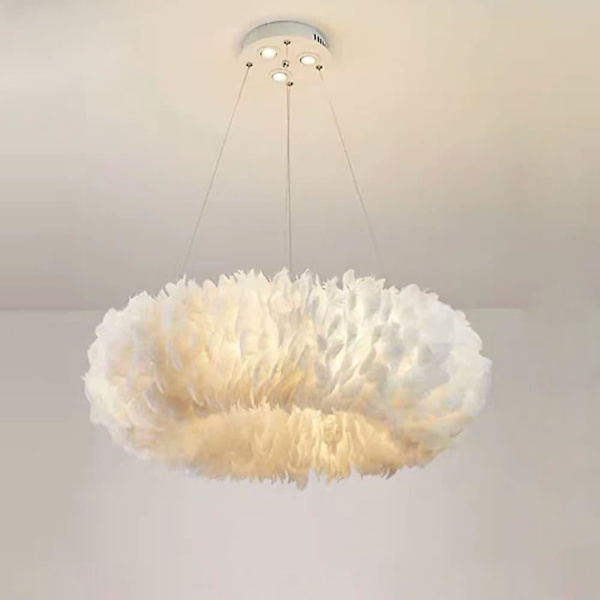 50cm Hängande Lykta LED Fjäderlampa Romantisk Ring Metall