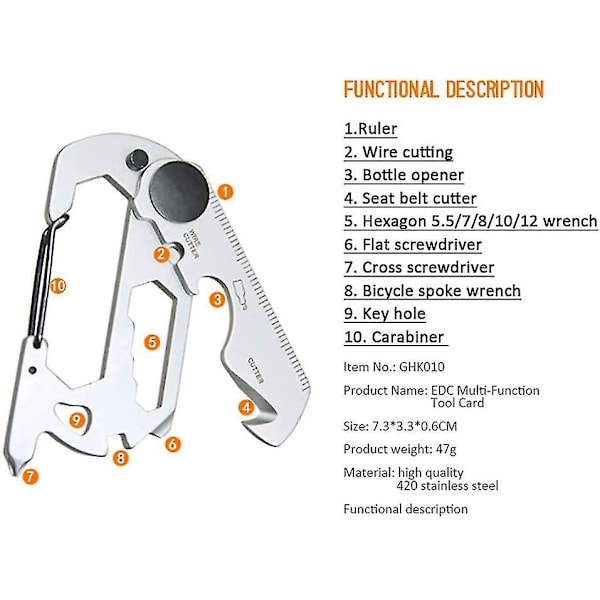 Mini Fältedc Camping Gadget Nyckelringssats Flasköppnare Tillbehör Överlevnadsverktyg