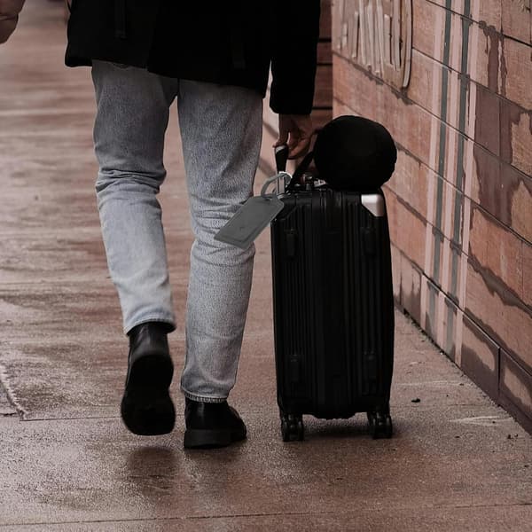 2 stk. bagagemærker i PU-læder til kufferter og tasker