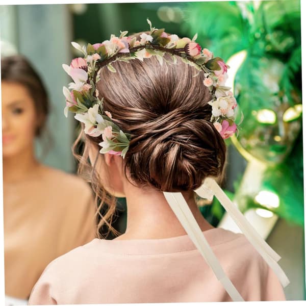 Boho Blomsterkrans Hårbånd til Kvinder Elegant Blomsterkrone Hårtilbehør Holdbart Design