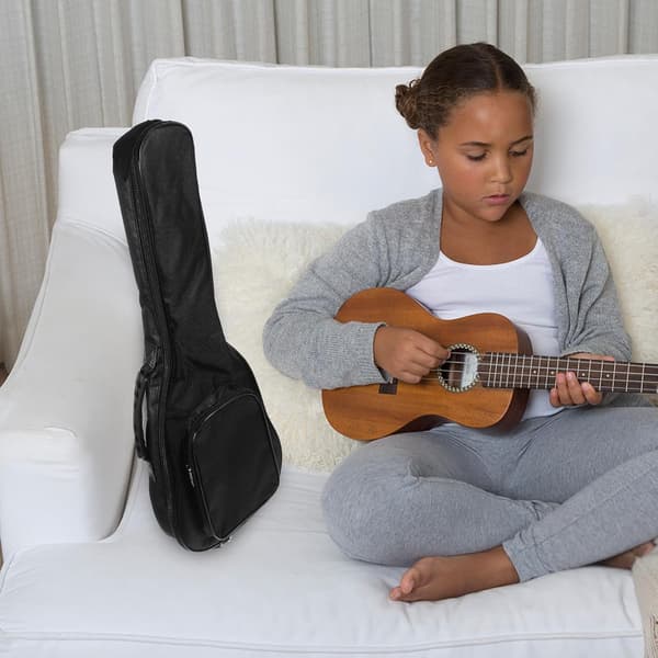 Bærbar sort ukulele opbevaringstaske med svampepolstring og Oxford stofmateriale