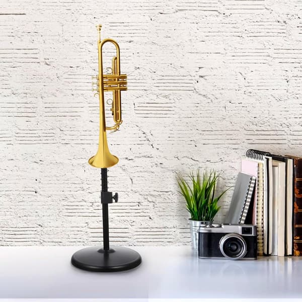 Jern trompetstativ med stabil struktur og avrundet base, solid flugelhorn-holder