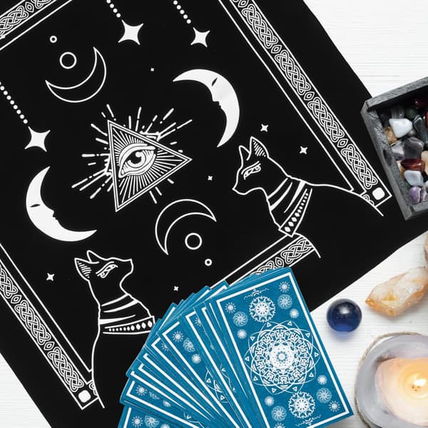 Tarotduk för spådom Sammet Tarotkortmatta med Måne- och Stjärndesign