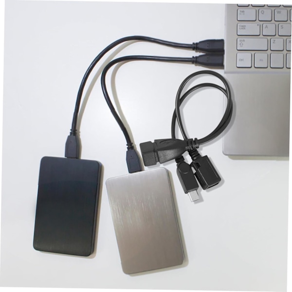 Micro USB til USB-A OTG Adapter Dobbelt Port Sort Kompatibel Mobiler Tablets Let at Bære