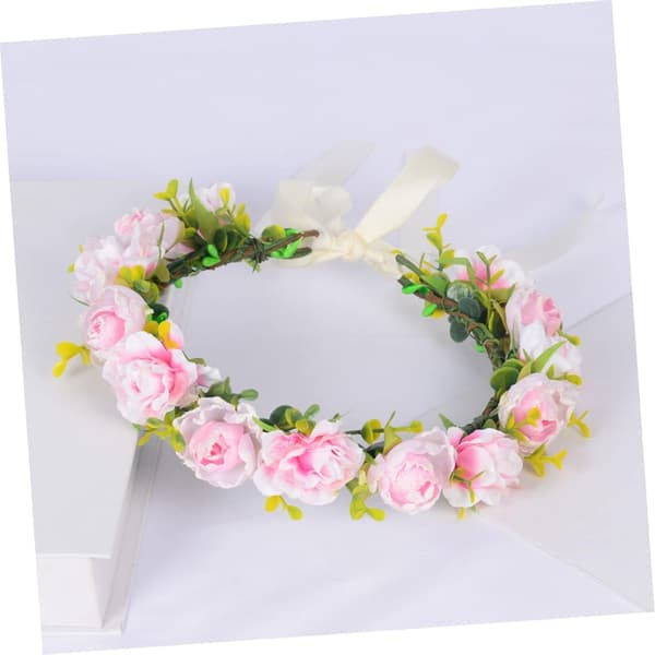 Bryllupskrans for brud, blomsterkrone, kunstige kronblader, boho-blomsterkrans for bryllupshodeplagg