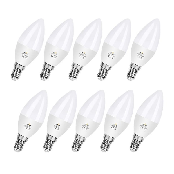 10 stk. 6W Lysestages LED Pære 600lm E14 C37 20 LED