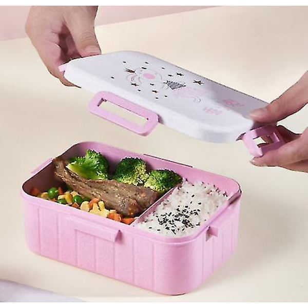 Cartoon Lunchbox för Barn Mikrovågsugn Bento Box Rosa