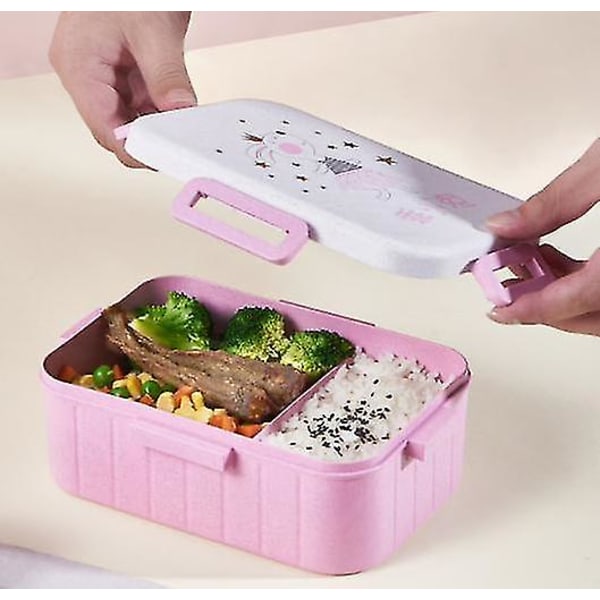 Tecknad Lunchbox Barn Mikrovågsugn Bento Box Rosa