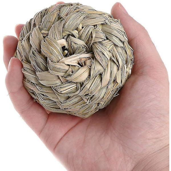 Liten kjæledyrtyggeleke Naturlig gressstråvevd ball 8cm