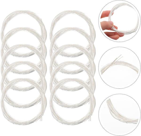 10-pack gitarr nylonsträngar folkgitarr ersättningssträngar vit nylonkärna elektropläterad
