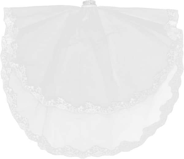 Brudeslør - Bryllupsnett blondekant slør Elegant hvitt hodeplagg - Gasbind utkledningshodeplagg tilbehør