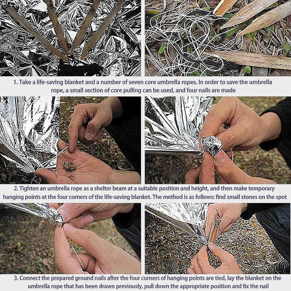 Nödtermofilagret 2-pack Silver 82.6x55 tum Mylar Överlevnadsutrustning