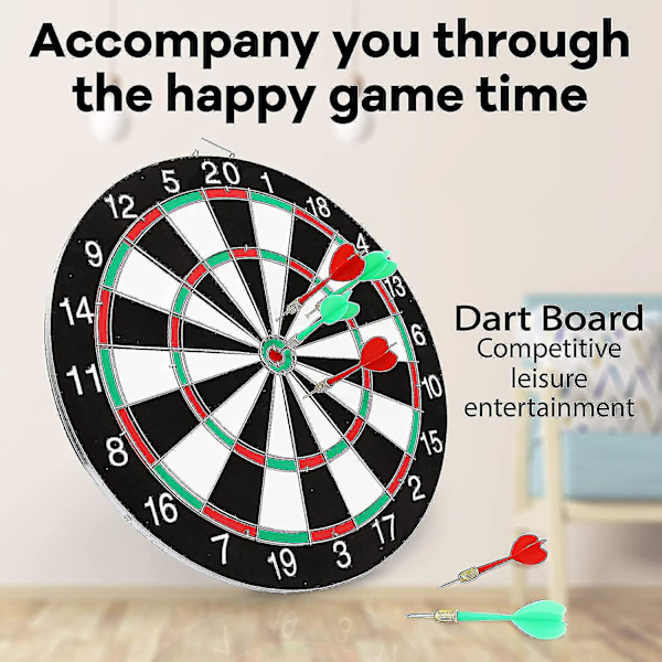 Darttavla Set, dubbelsidig 15 tum Darttavla Spel med 6 Mässing-plastpilar, man Cave Stuff för Vuxna, barer, arkad, biljardrum, familjeunderhållning
