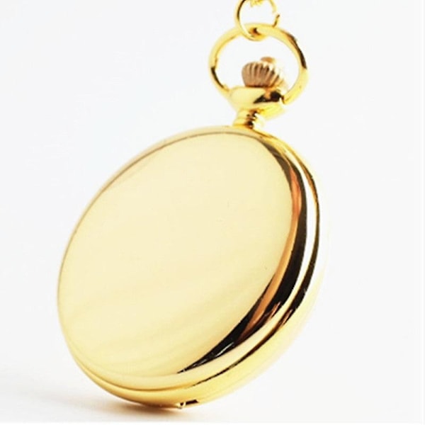 Lommeklokke-halskjede i vintage-stil, kvartslommeklokke, blank lommeklokke Gold