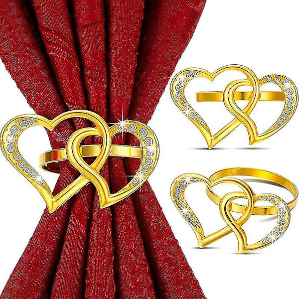 12 st Valentine Servett Ring Spänne Hållare Hjärta Kärlek Servett Ring Dubbel Hjärta Servett Ringar Metall Na
