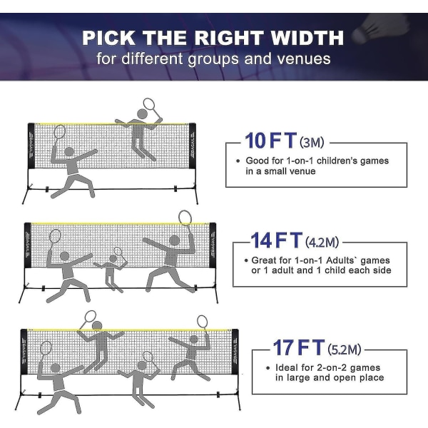 Badmintonnät, Vikbart Nylonnät, Höjdjusterbart Och Bärbar Väska, Lätt Att Montera