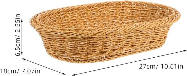 Oval plast frukt- och brödkorg 27cm×18cm×6.5cm Vävd snackserveringsbricka Dekorativ